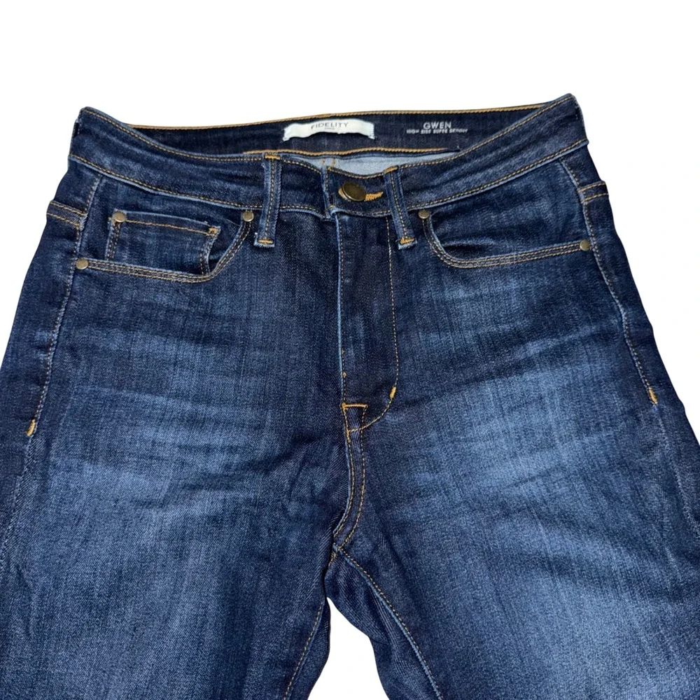 Fidelity Denim Gwen High Rise Super Skinny Jeans Dark Wash Women's Size 25 - Picture 2 of 10